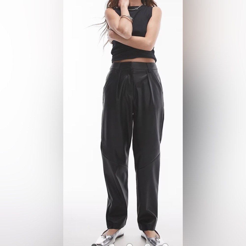 Topshop faux leather peg pant in black